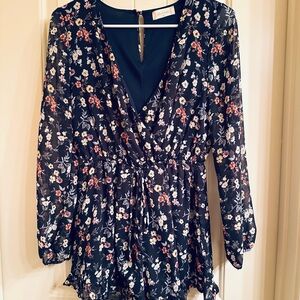 Altar’d State Floral Long Sleeve Wrap Romper